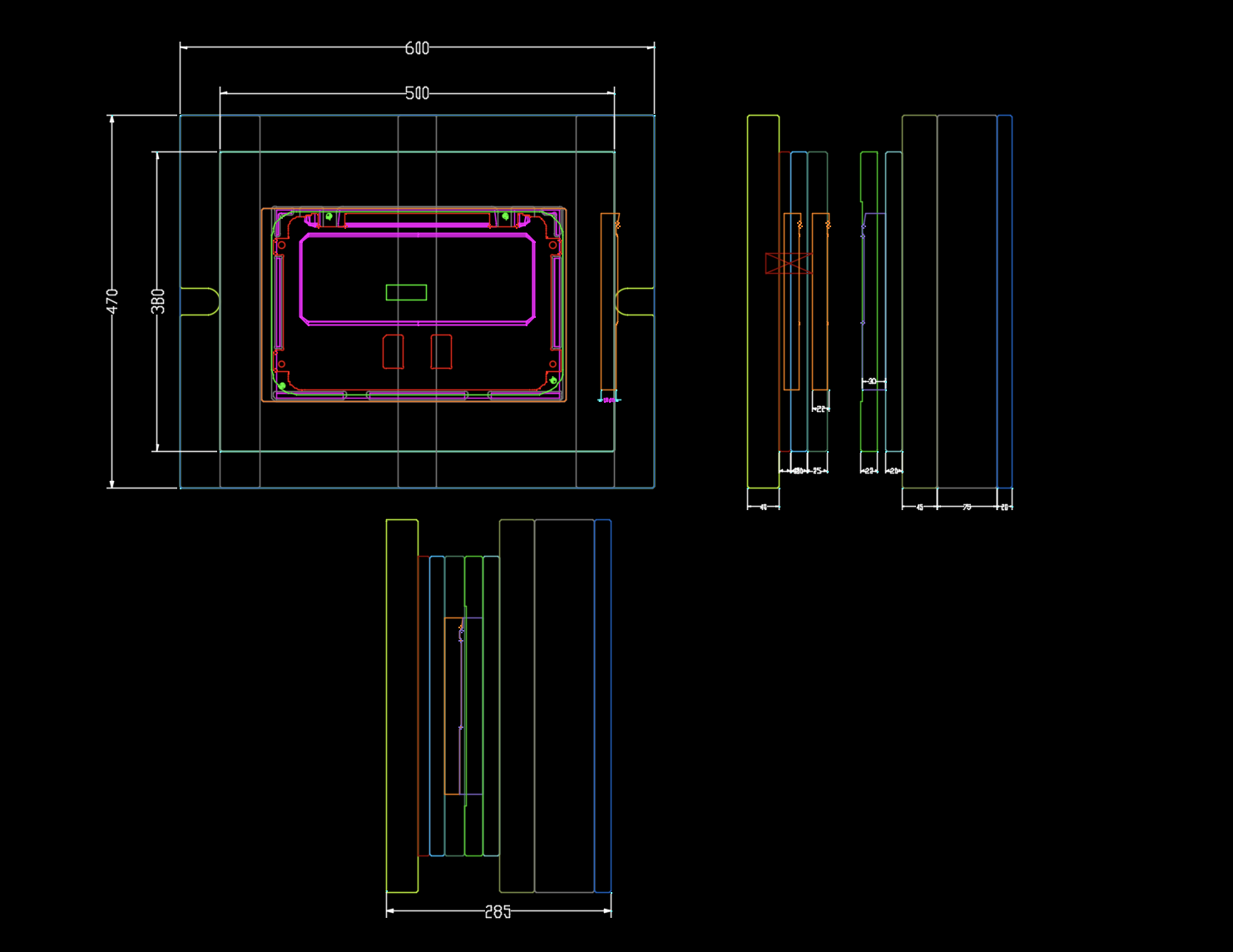 笔记本键盘外壳下料冲孔模具图